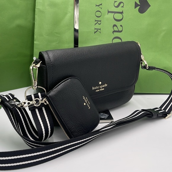KATE SPADE Rosie Pebble Leather Small Flap Crossbody Black NWT - Picture 12 of 16